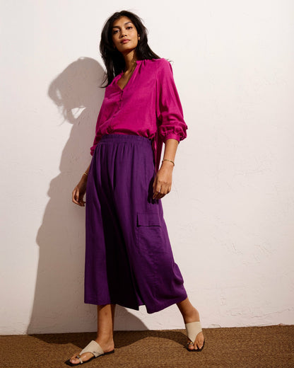 Universal Standard Palazzo Cargo Linen Blend Pant - Dreamy Purple