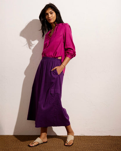 Universal Standard Palazzo Cargo Linen Blend Pant - Dreamy Purple