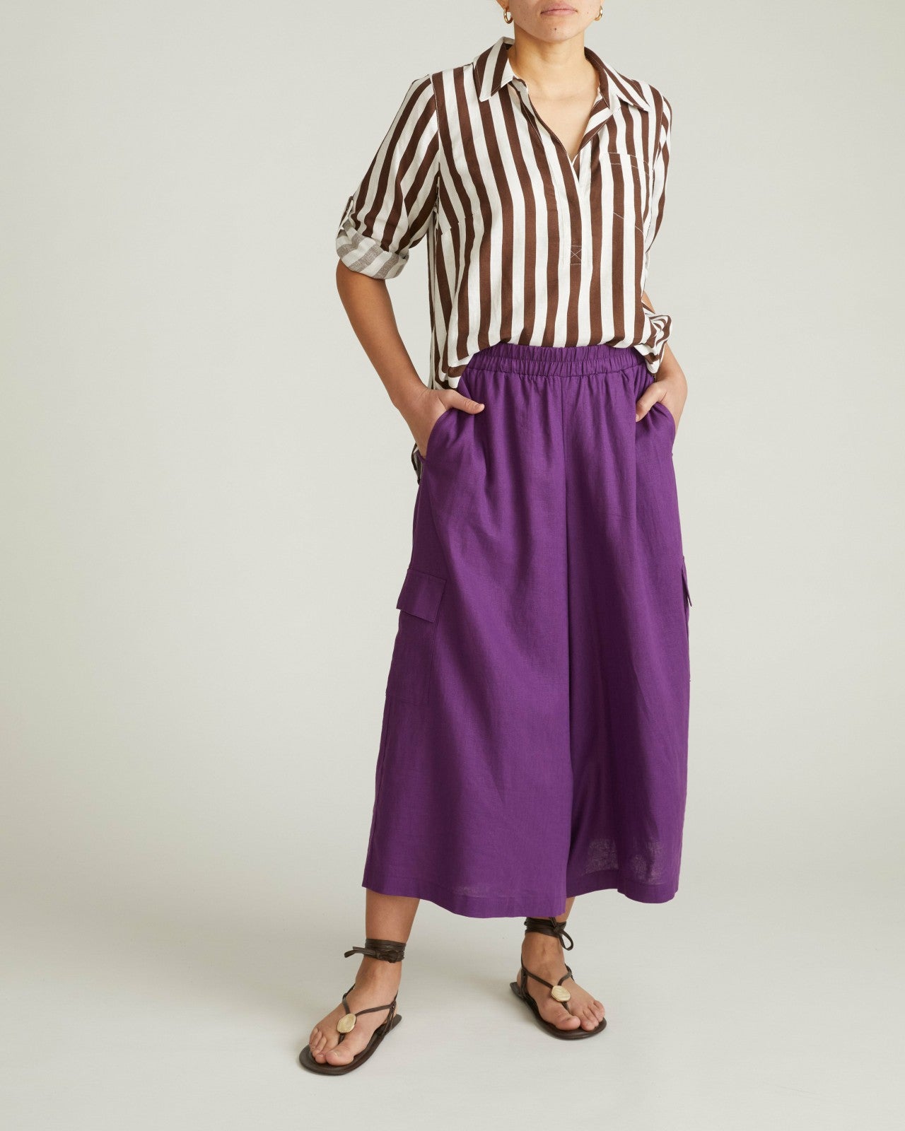 Universal Standard Palazzo Cargo Linen Blend Pant - Dreamy Purple