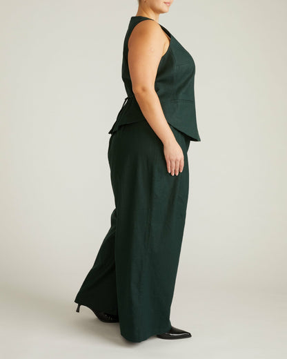 Universal Standard Palais Stretch Linen Blend Wide Leg Pant - Forest Green
