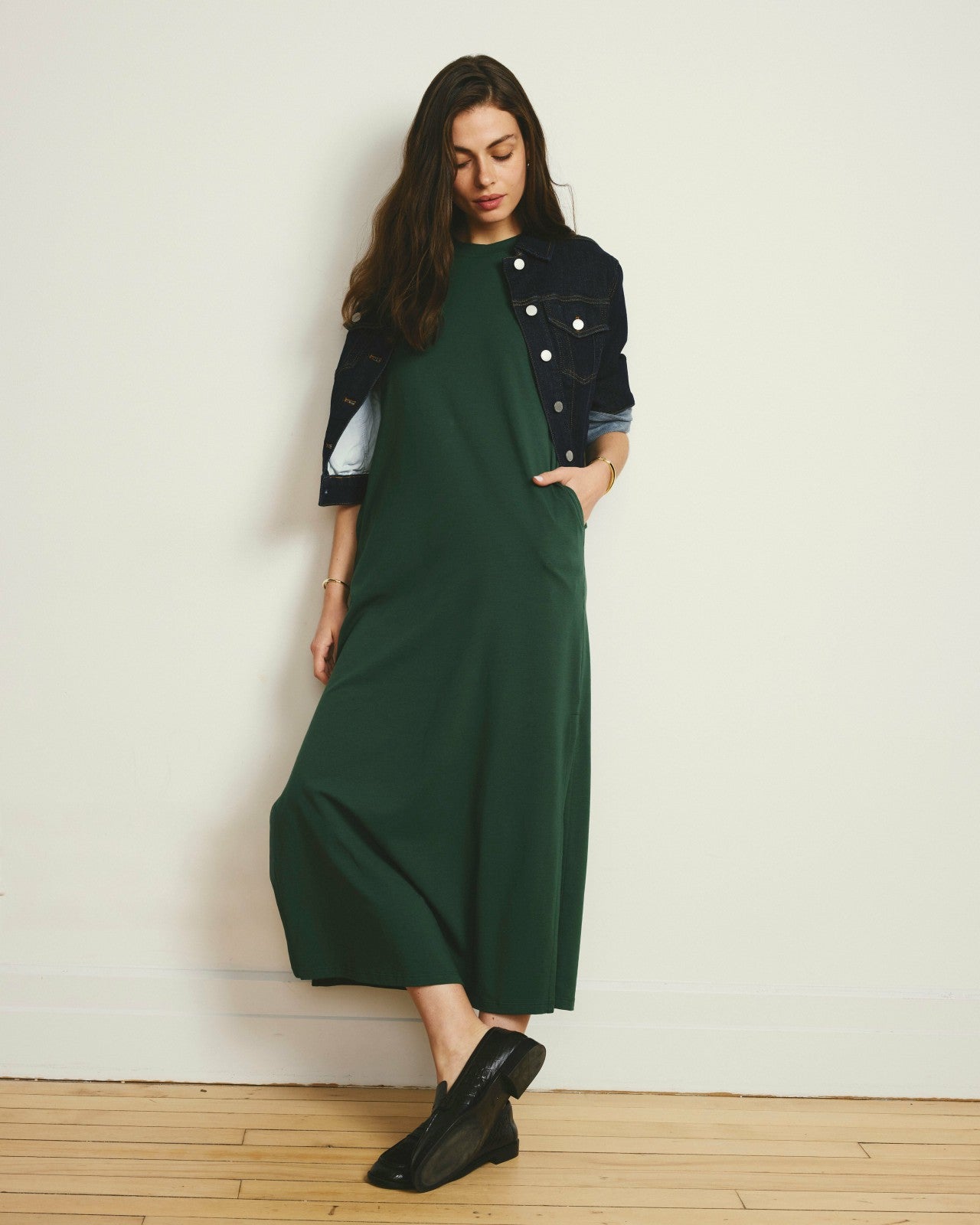 Universal Standard Halie Maxi T-Shirt Dress - Conifer