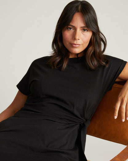 Universal Standard Crescent Breton Stripe Knot Dress - Solid Black