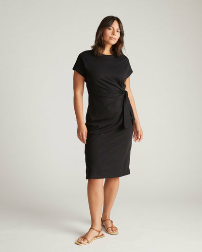Universal Standard Crescent Breton Stripe Knot Dress - Solid Black