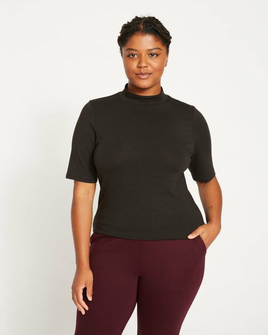 Universal Standard Modern Mock Neck Tee - Black