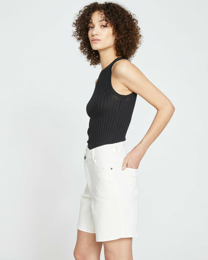 Universal Standard Katie High Rise Crossover Denim Shorts - White