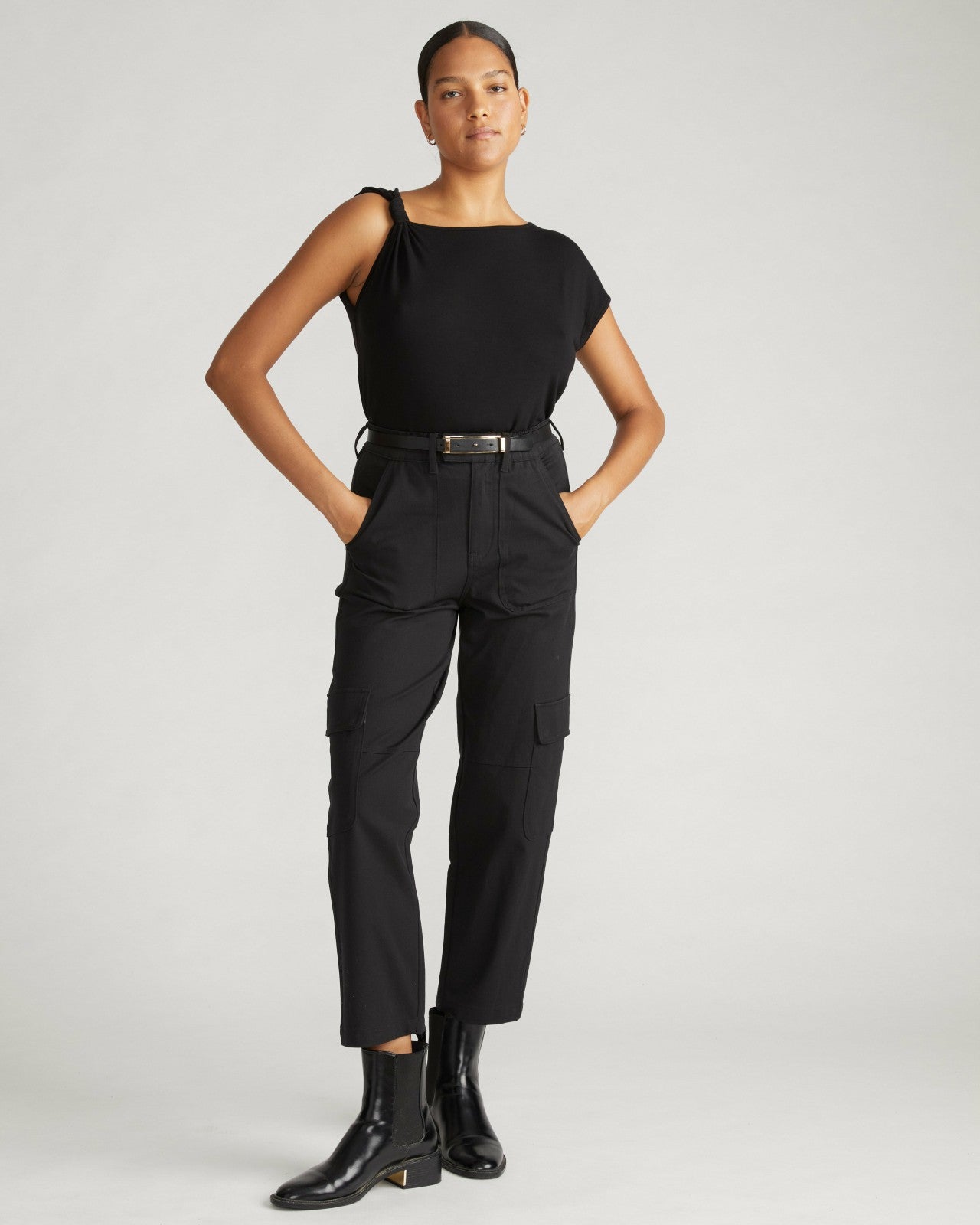 Universal Standard Karlee Stretch Cotton Twill Cargo Pants - Black
