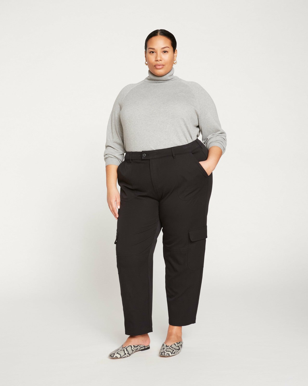 Universal Standard Karlee Stretch Cotton Twill Cargo Pants - Black