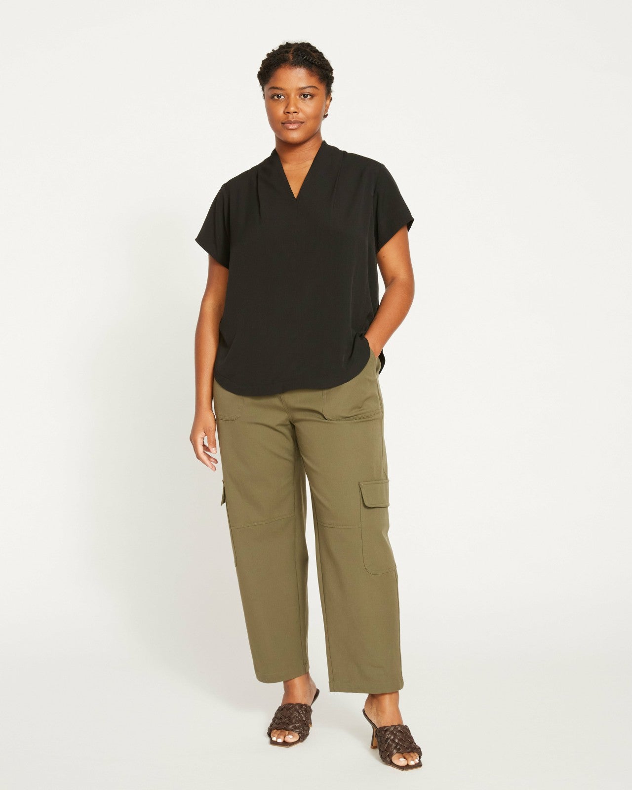 Universal Standard Karlee Stretch Cotton Twill Cargo Pants - Ivy