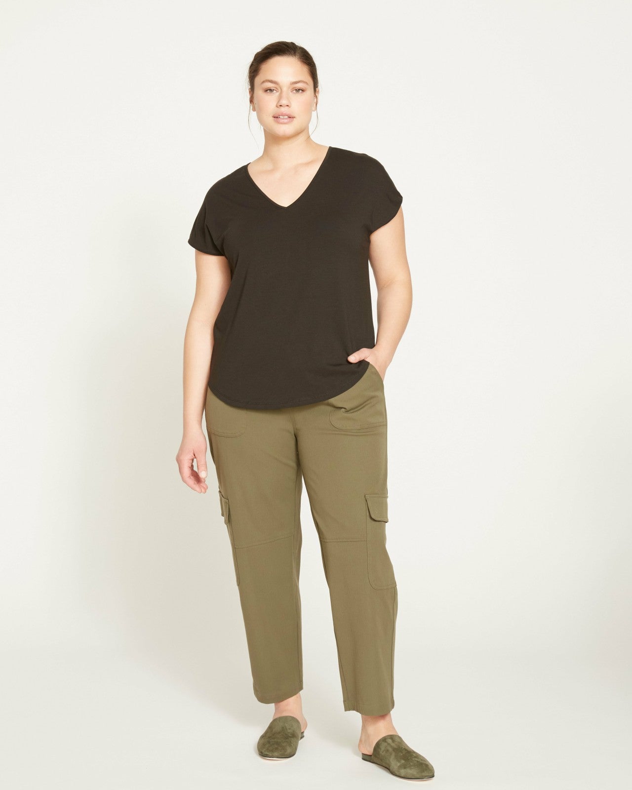 Universal Standard Karlee Stretch Cotton Twill Cargo Pants - Ivy