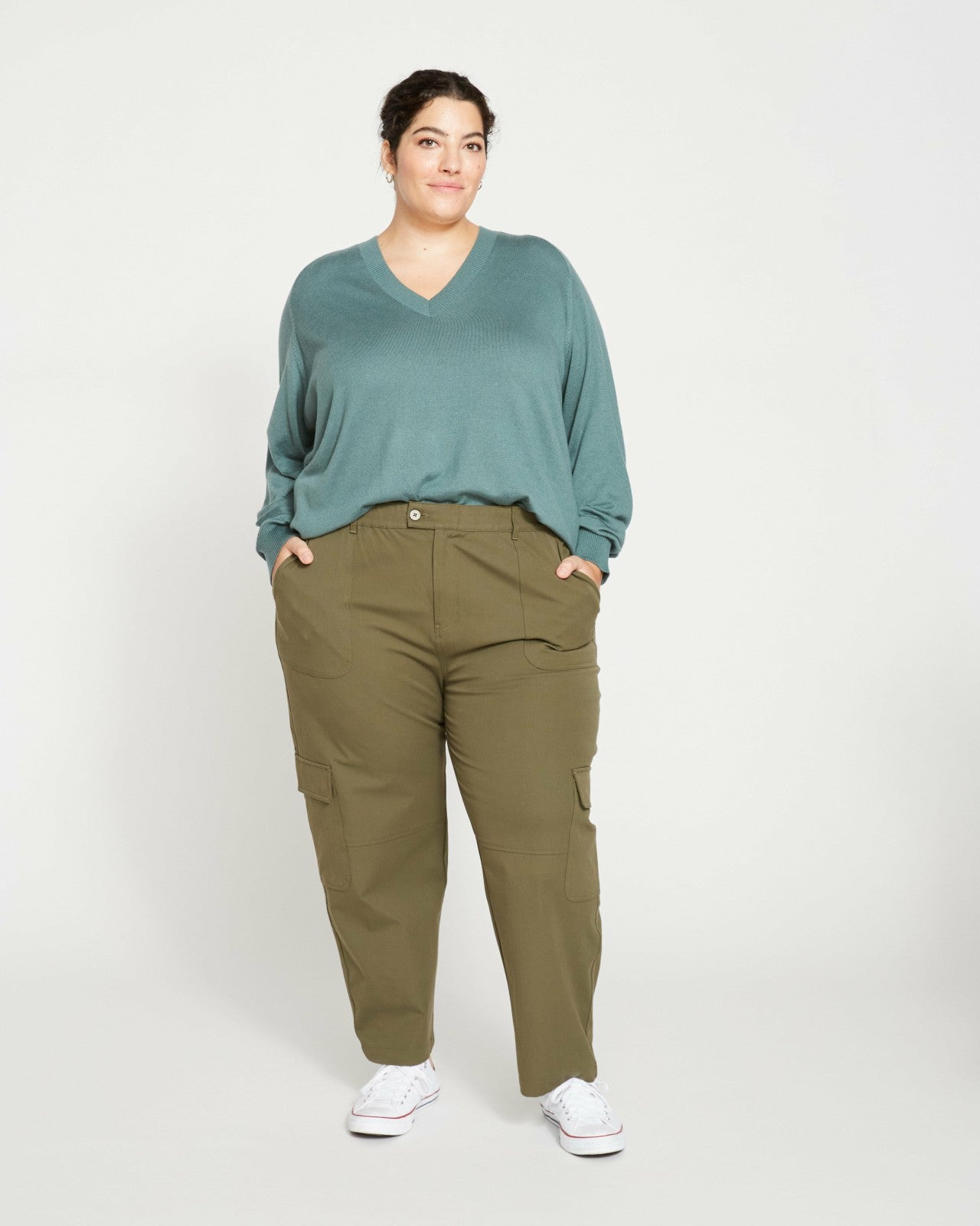 Universal Standard Karlee Stretch Cotton Twill Cargo Pants - Ivy
