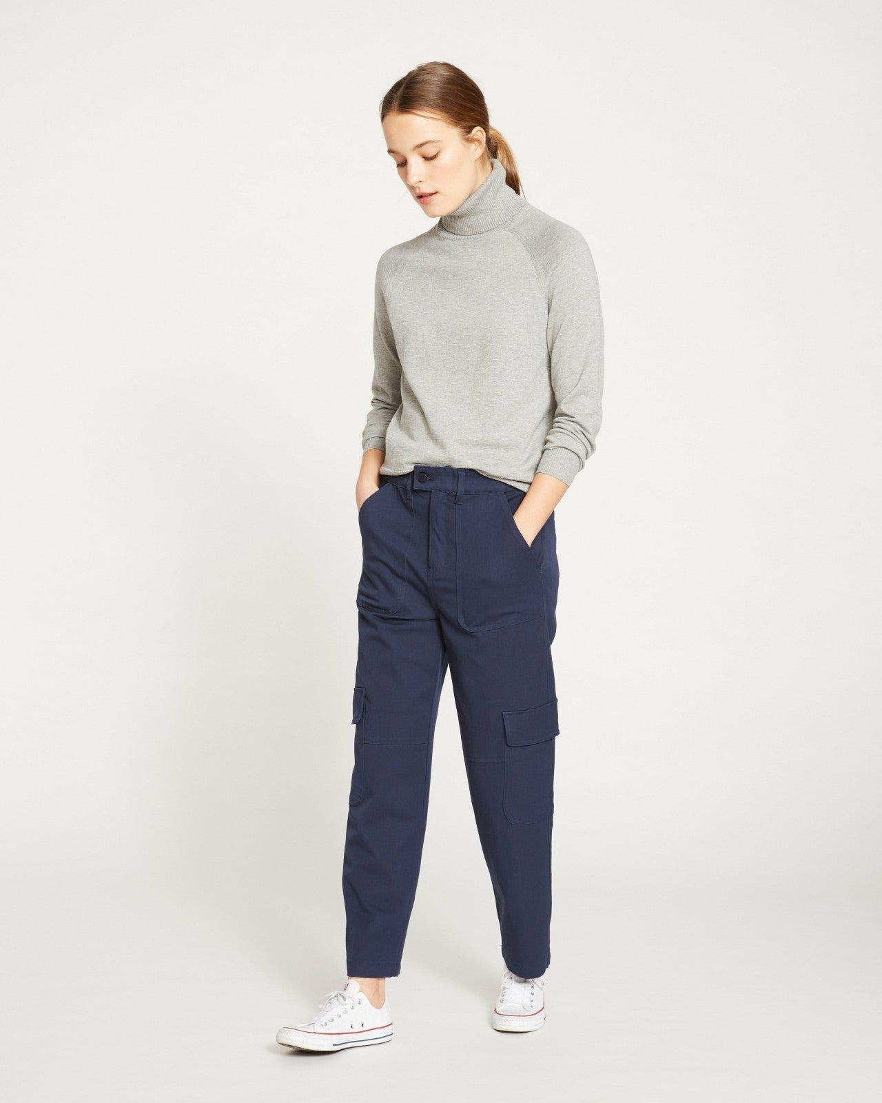Universal Standard Karlee Stretch Cotton Twill Cargo Pants - Navy