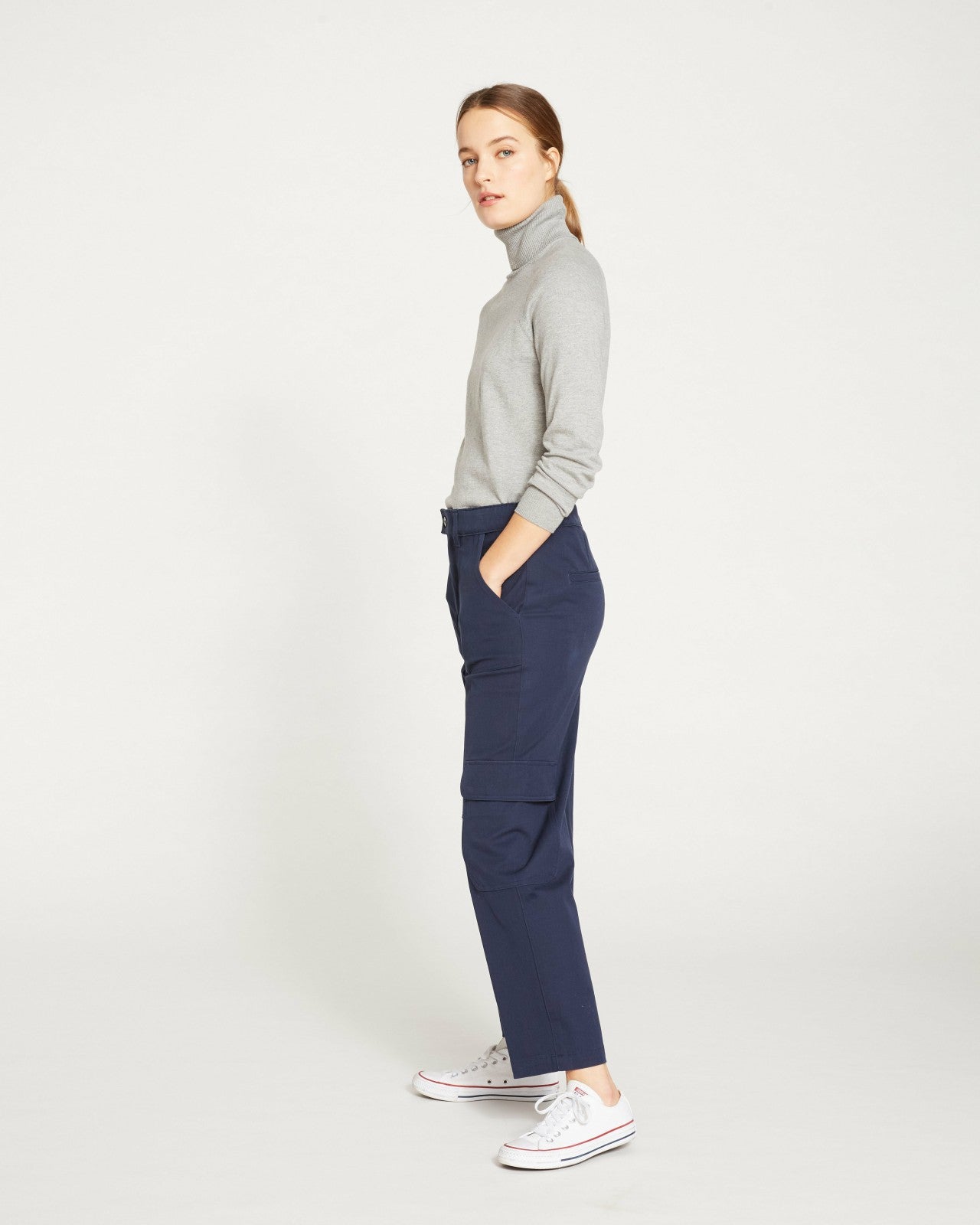 Universal Standard Karlee Stretch Cotton Twill Cargo Pants - Navy