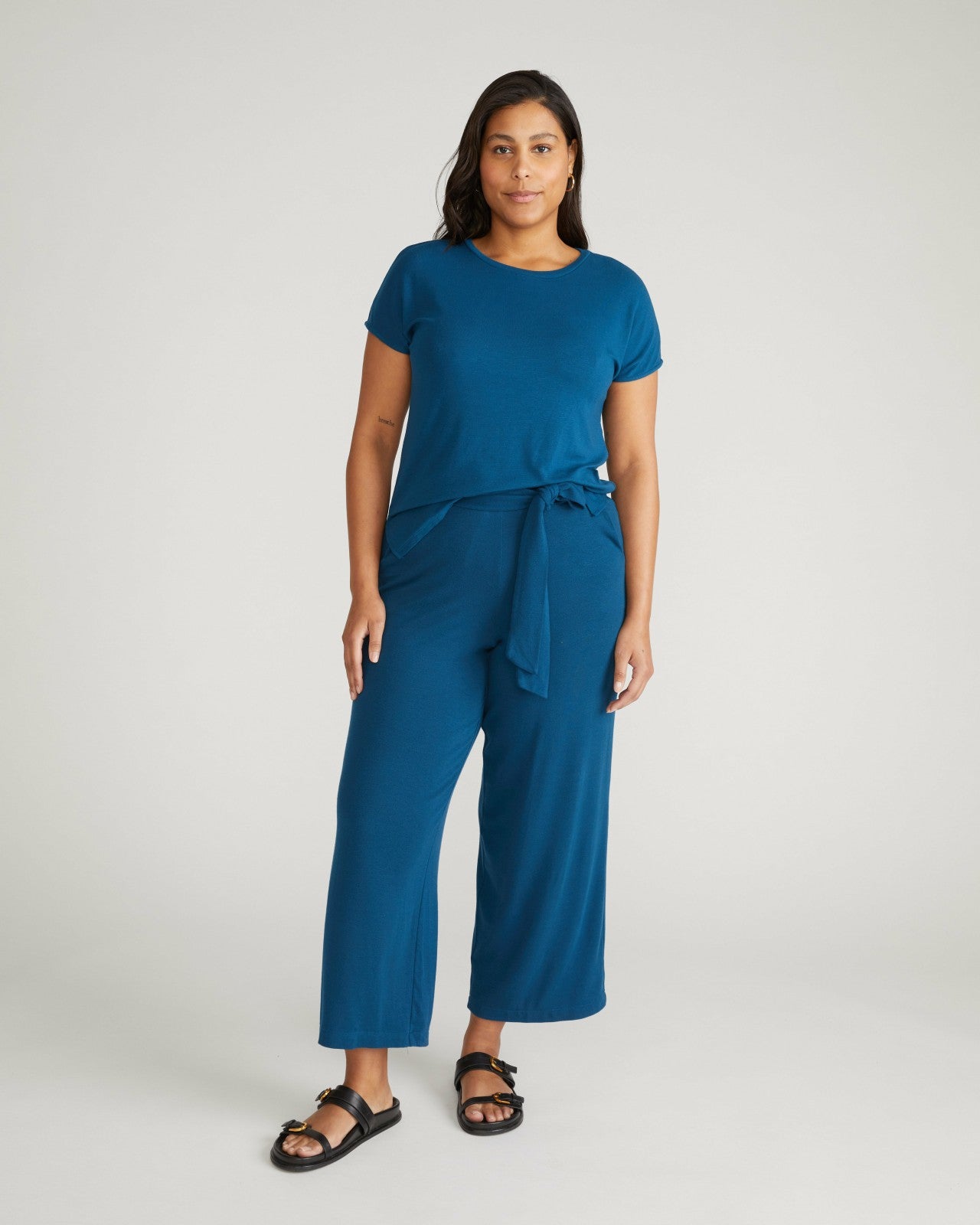 Universal Standard TravelKnit Wide Leg Pants - Blue Teal
