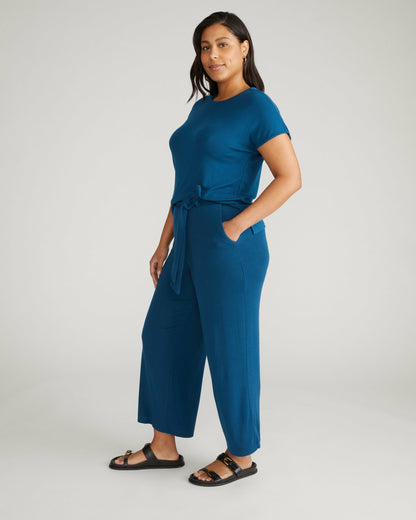 Universal Standard TravelKnit Wide Leg Pants - Blue Teal