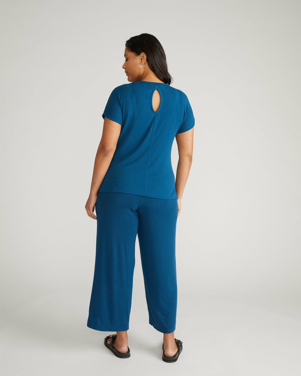 Universal Standard TravelKnit Wide Leg Pants - Blue Teal