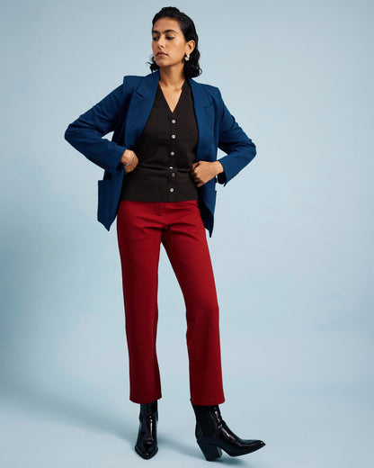 Universal Standard Long Cigarette Ponte Pants - Garnet
