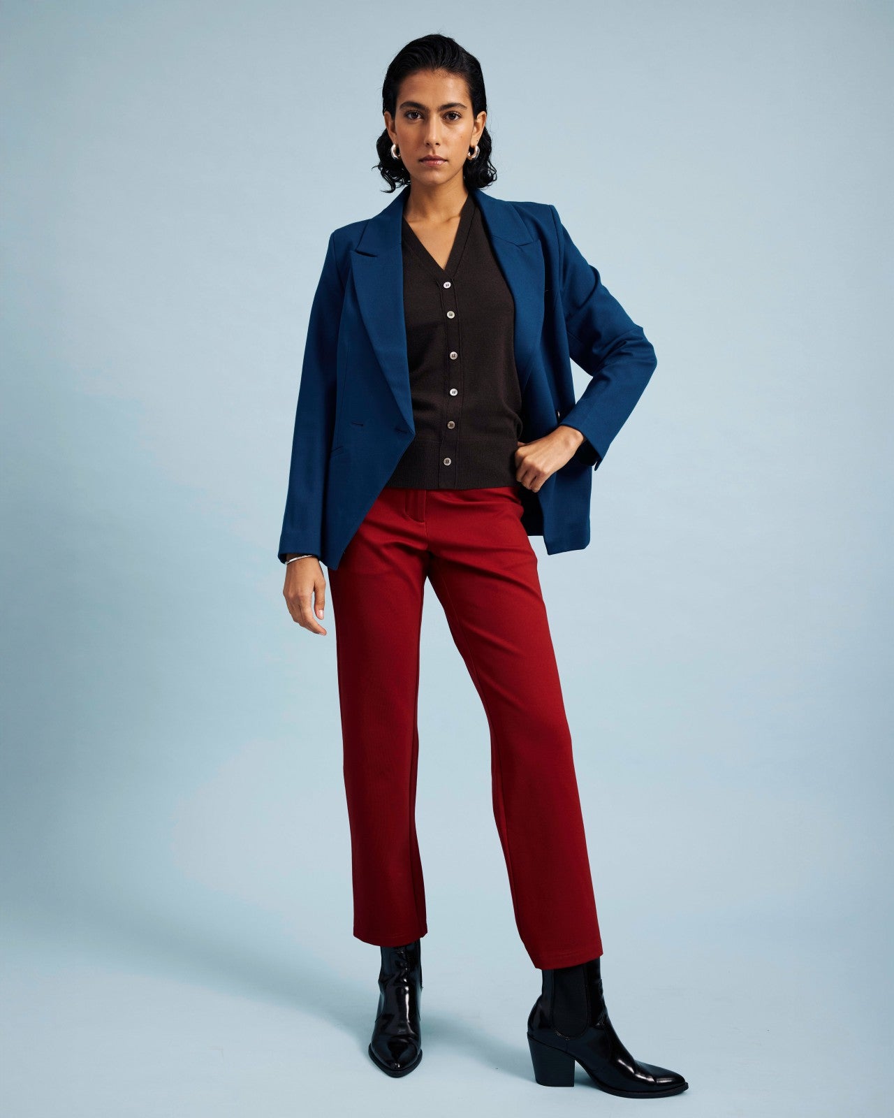 Universal Standard Long Cigarette Ponte Pants - Garnet