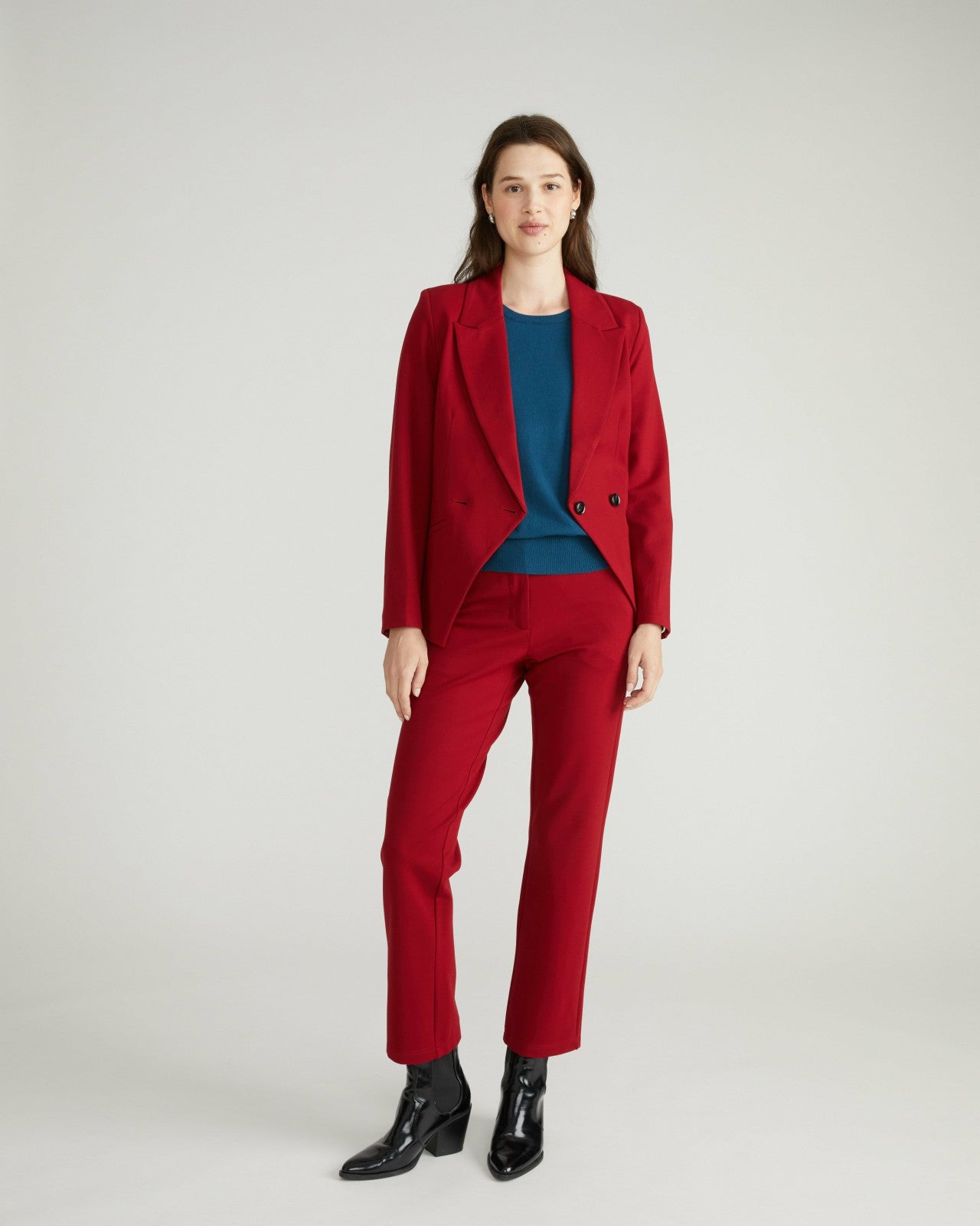 Universal Standard Long Cigarette Ponte Pants - Garnet