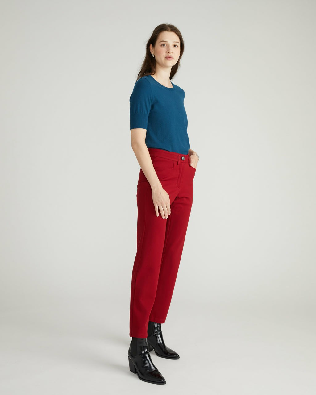 Universal Standard Long Cigarette Ponte Pants - Garnet