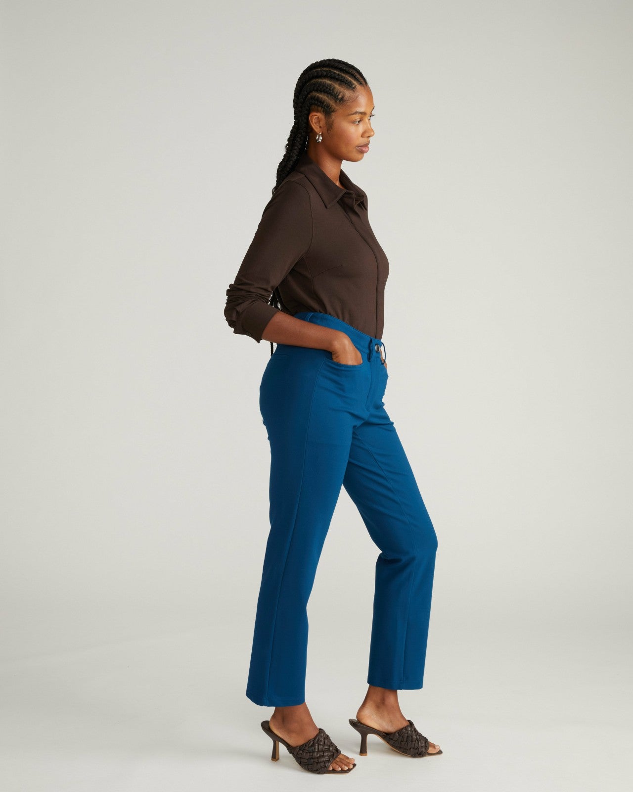 Universal Standard Long Cigarette Ponte Pants - Deep Teal