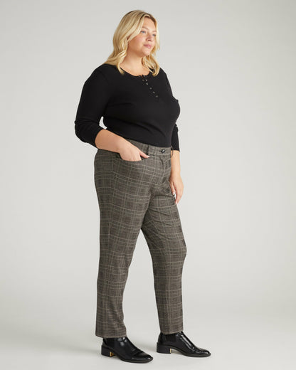 Universal Standard Long Cigarette Ponte Pants - British Plaid