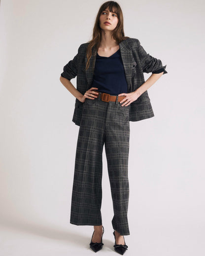 Universal Standard Cropped Wide Leg Ponte Pants - British Plaid