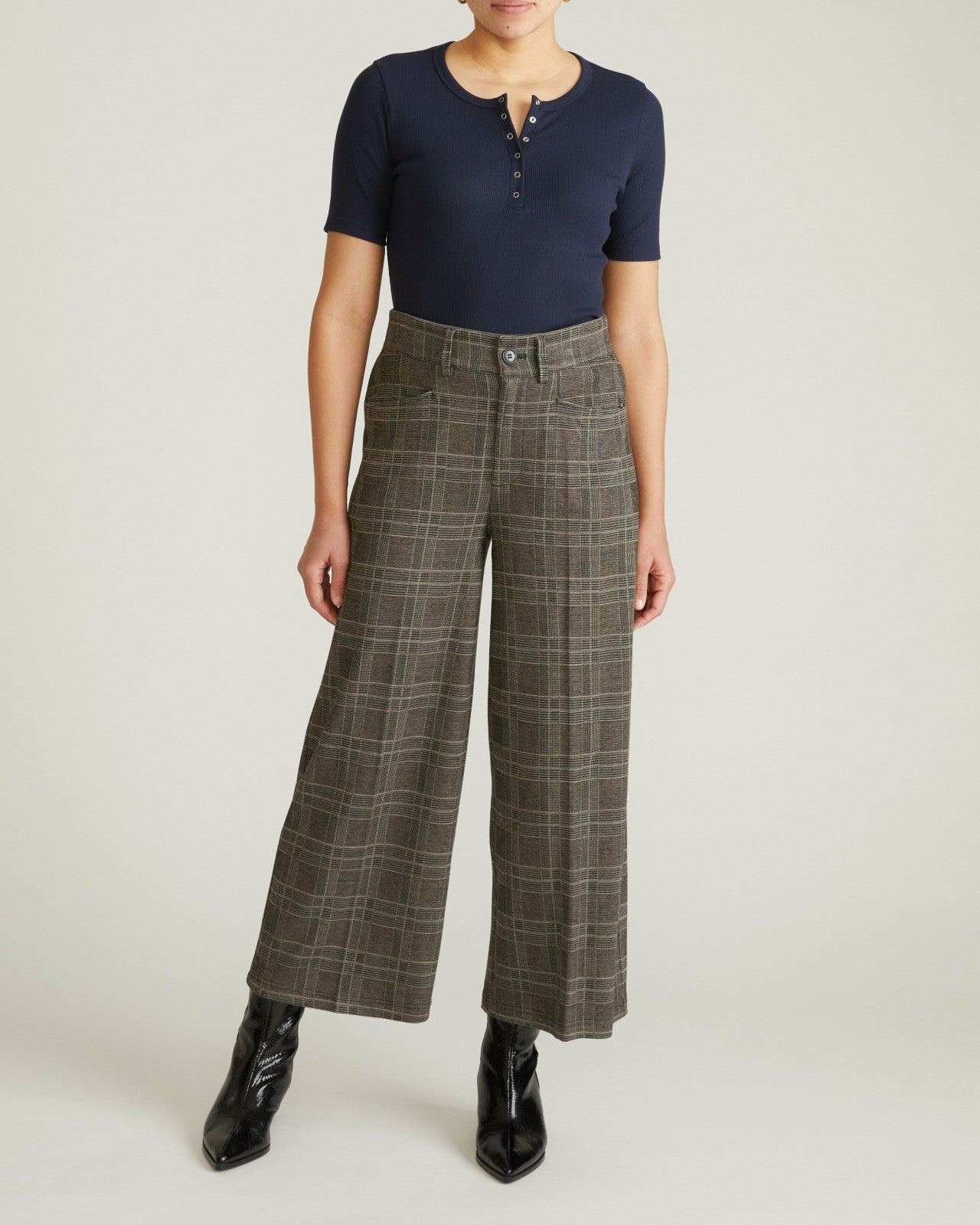 Universal Standard Cropped Wide Leg Ponte Pants - British Plaid