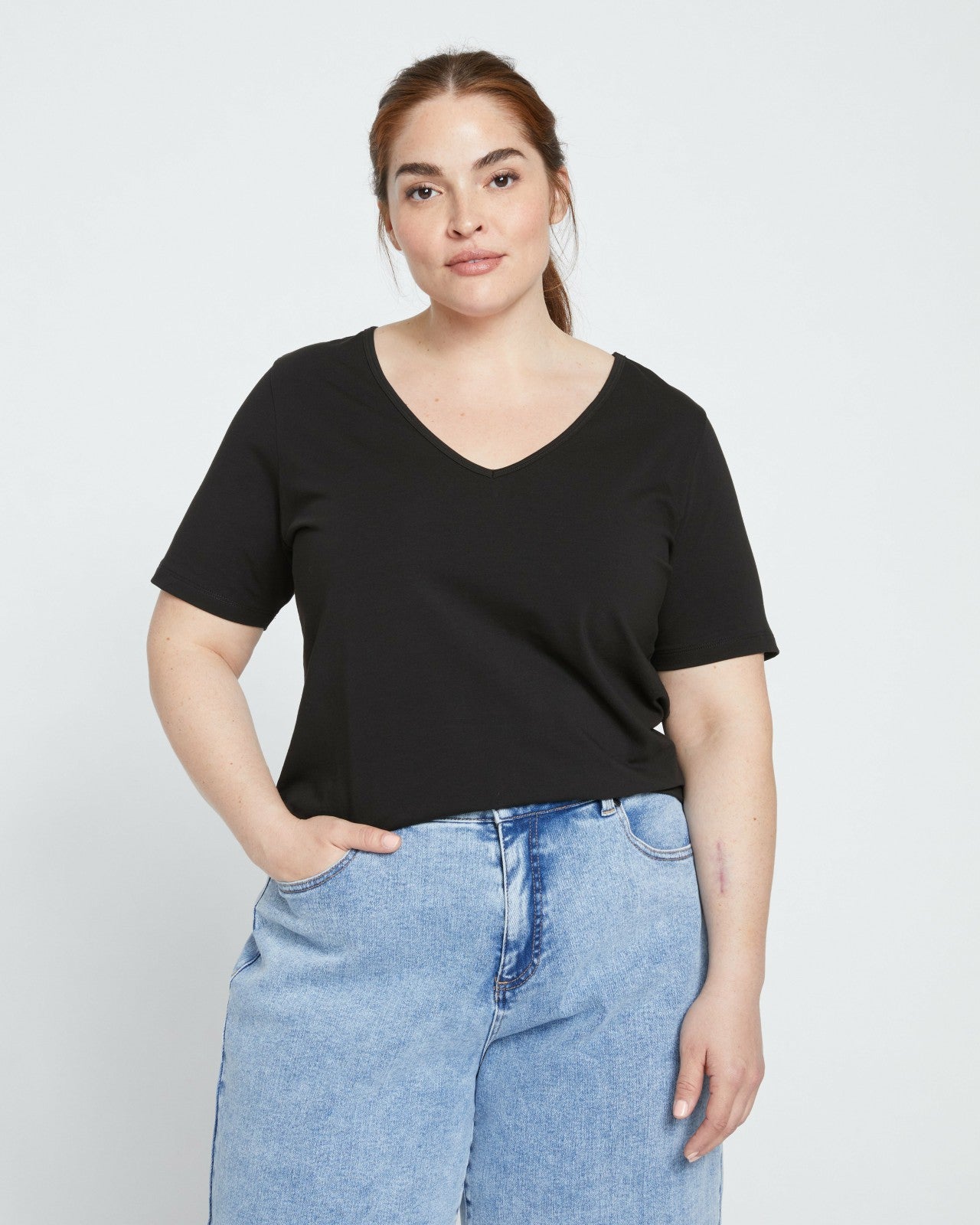 Universal Standard Double V Tee - Black