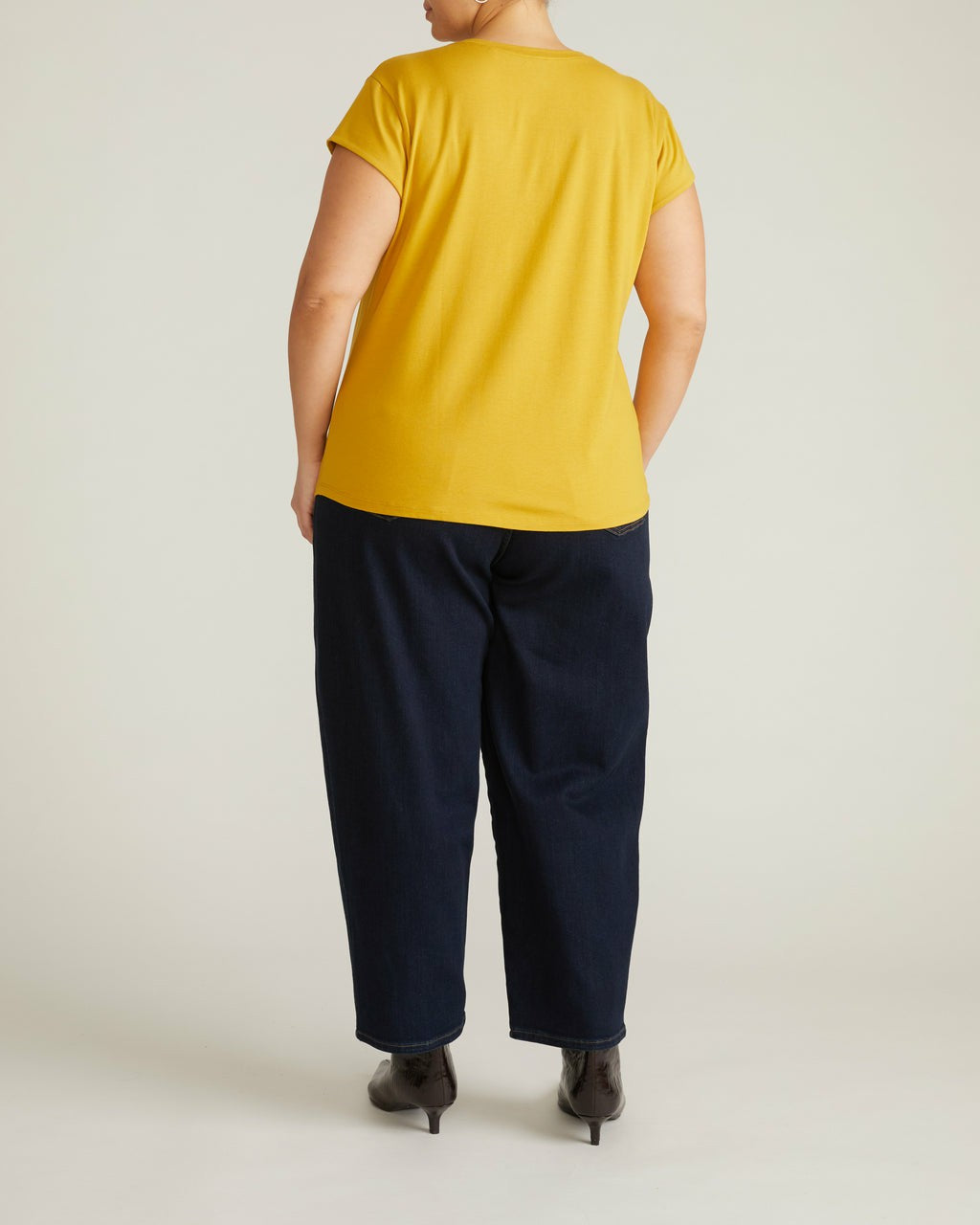 Universal Standard Ashley V Neck Cap Sleeve Tee - Yellow Ochre
