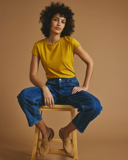 Universal Standard Ashley Cap Sleeve Tee - Yellow Ochre