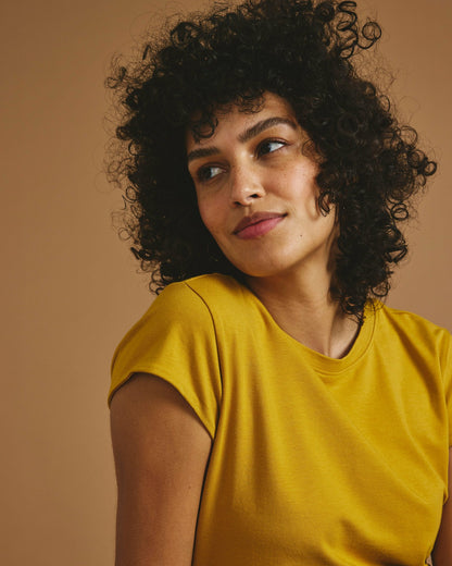 Universal Standard Ashley Cap Sleeve Tee - Yellow Ochre