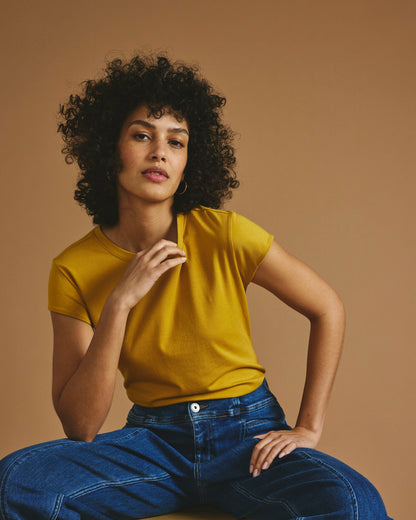 Universal Standard Ashley Cap Sleeve Tee - Yellow Ochre