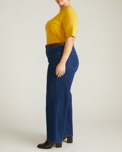 Universal Standard Maia Stovepipe Sleeve V Neck Tee - Yellow Ochre