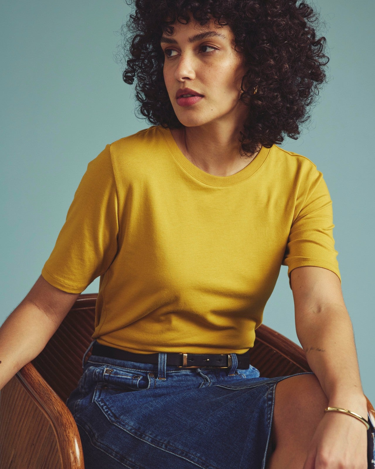 Universal Standard Maia Stovepipe Sleeve Tee - Yellow Ochre