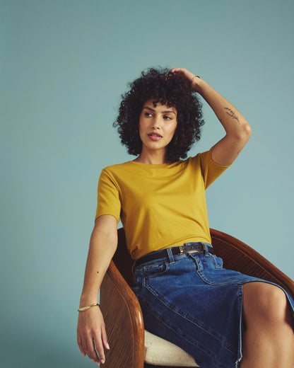Universal Standard Maia Stovepipe Sleeve Tee - Yellow Ochre