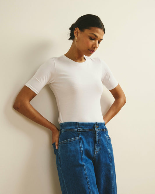 Universal Standard Maia Stovepipe Sleeve Tee - White