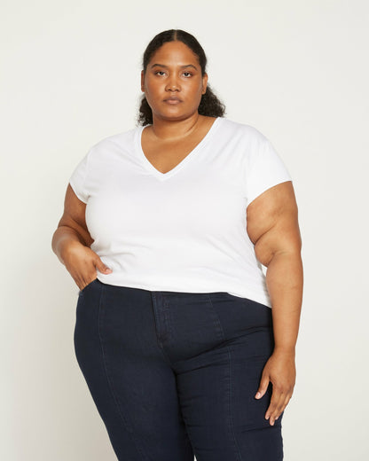 Universal Standard Ashley V Neck Cap Sleeve Tee - White