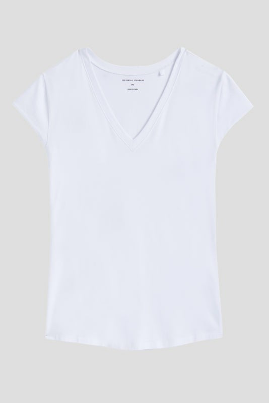 Universal Standard Ashley V Neck Cap Sleeve Tee - White