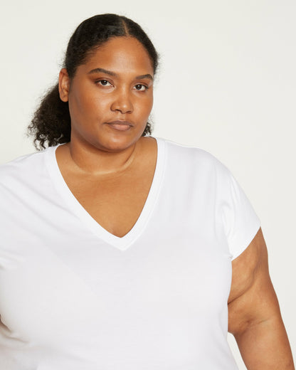 Universal Standard Ashley V Neck Cap Sleeve Tee - White