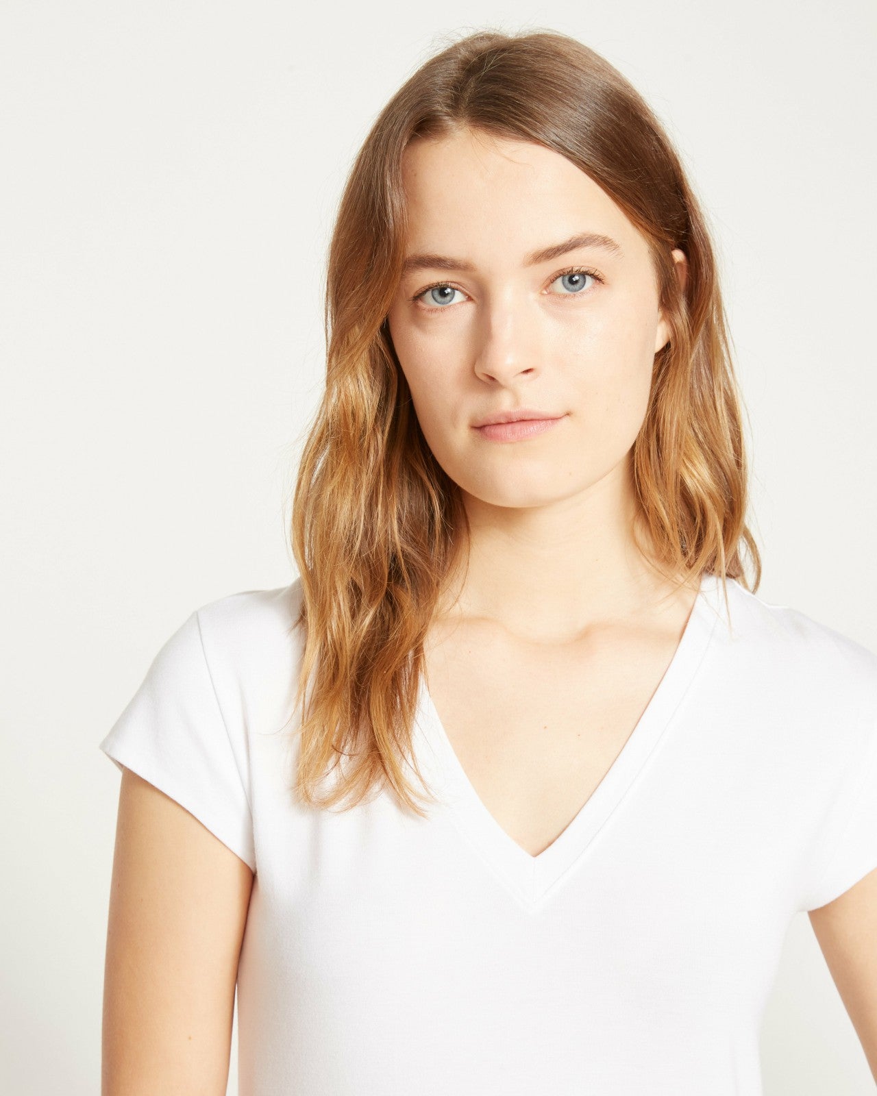 Universal Standard Ashley V Neck Cap Sleeve Tee - White