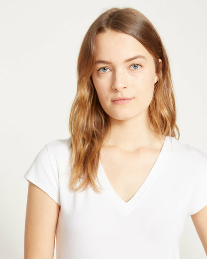 Universal Standard Ashley V Neck Cap Sleeve Tee - White