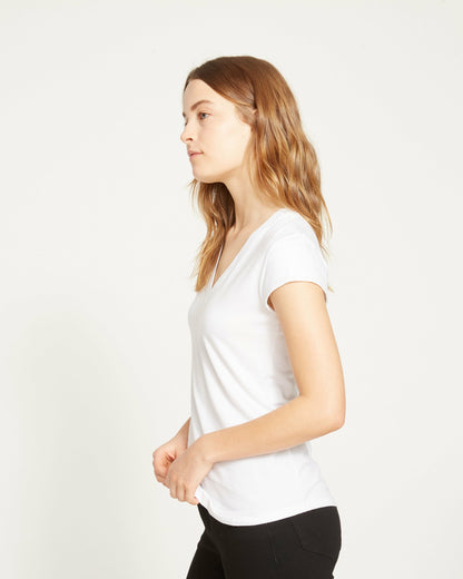 Universal Standard Ashley V Neck Cap Sleeve Tee - White