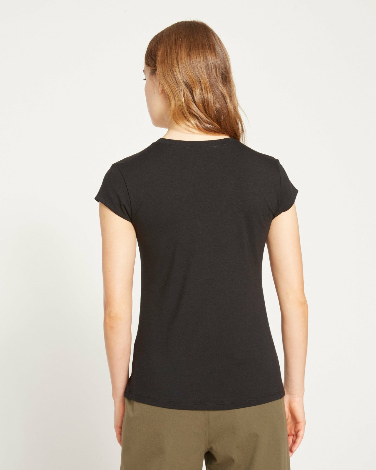 Universal Standard Ashley V Neck Cap Sleeve Tee - Black