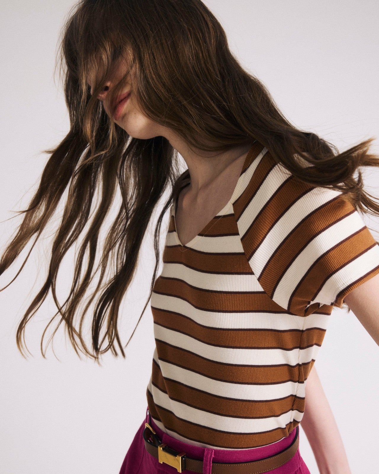 Universal Standard Carey Ribbed Sweetheart Tee - Baker Street Stripe