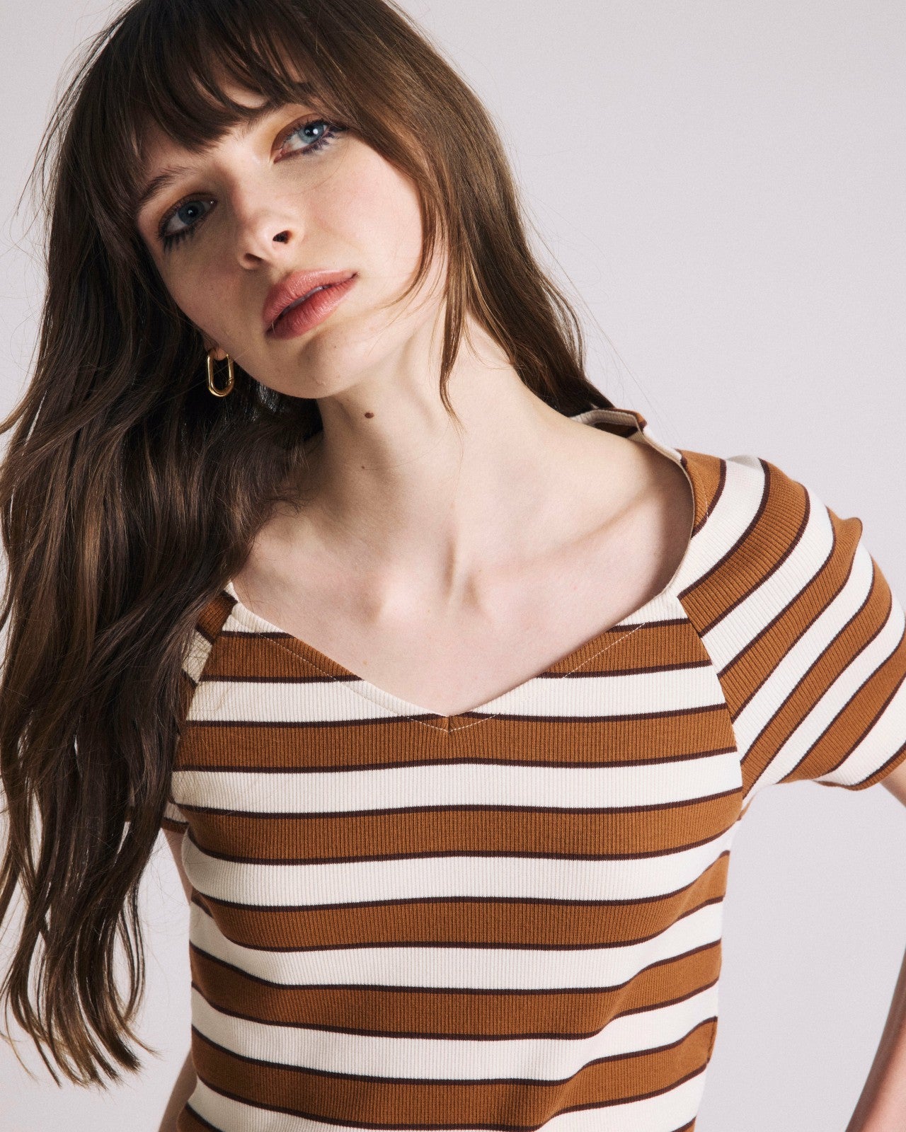 Universal Standard Carey Ribbed Sweetheart Tee - Baker Street Stripe