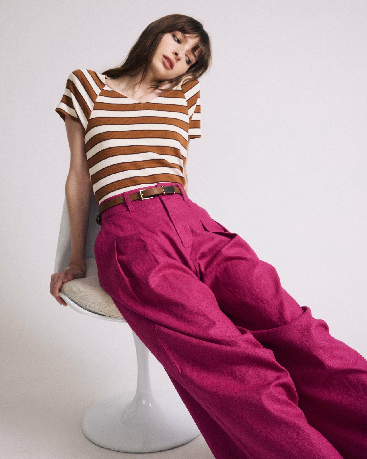 Universal Standard Carey Ribbed Sweetheart Tee - Baker Street Stripe