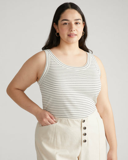 Universal Standard Roitfeld Ribbed Tank - Black Microstripe