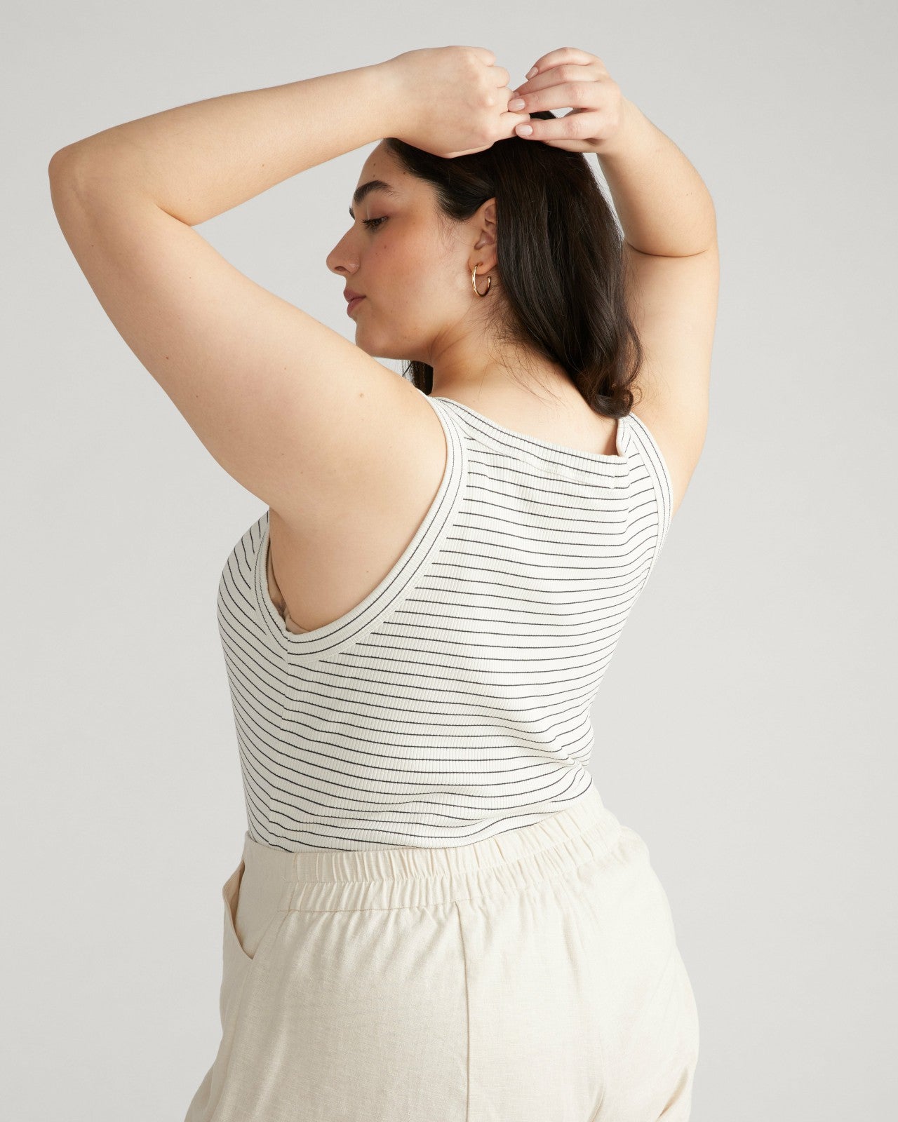 Universal Standard Roitfeld Ribbed Tank - Black Microstripe