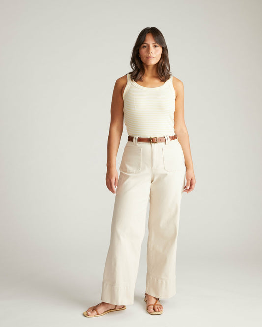 Universal Standard Roitfeld Ribbed Tank - Yellow Microstripe