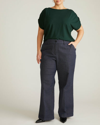 Universal Standard Helena Divine Jersey Gathered Tee - Forest Green